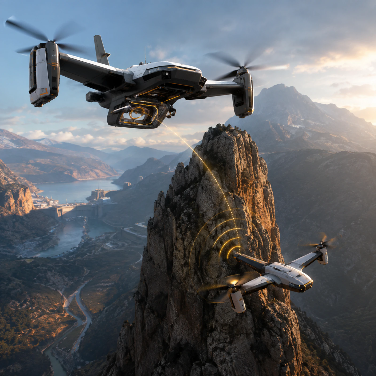 We’re raising money to build Drone Pair: a carrier and satellite drone that detach, fly around obstacles, relay FPV/control signals, extend range and time aloft, reattach, and transfer power. Uses: surveillance, inspection, mapping, rescue, and persistent coverage. Concept image.

Niro Corp. · Made by Jesse DeNiro Angel Collings